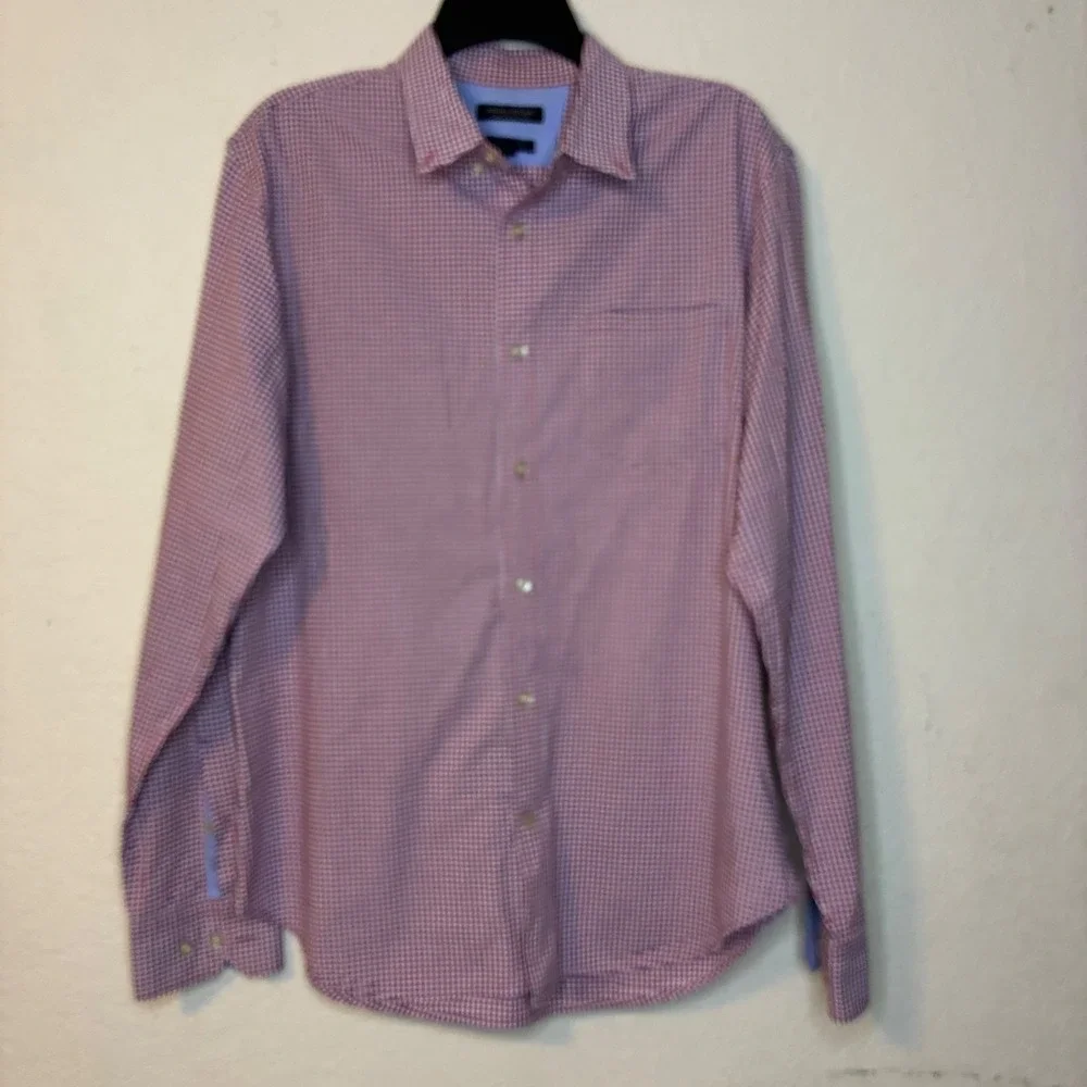 Banana Republic Grant Fit Gingham Shirt Mens Large Red Blue Custom 078 Bloke